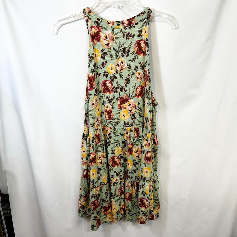 Torrid‎ Super Soft Plus Size 3X Tank Top Green Floral Tiered Babydoll Swing 467 - Picture 4 of 10